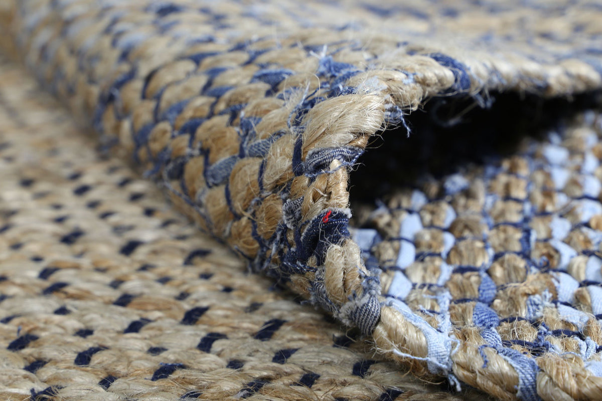 Mahal Blue Boarder Jute Rug