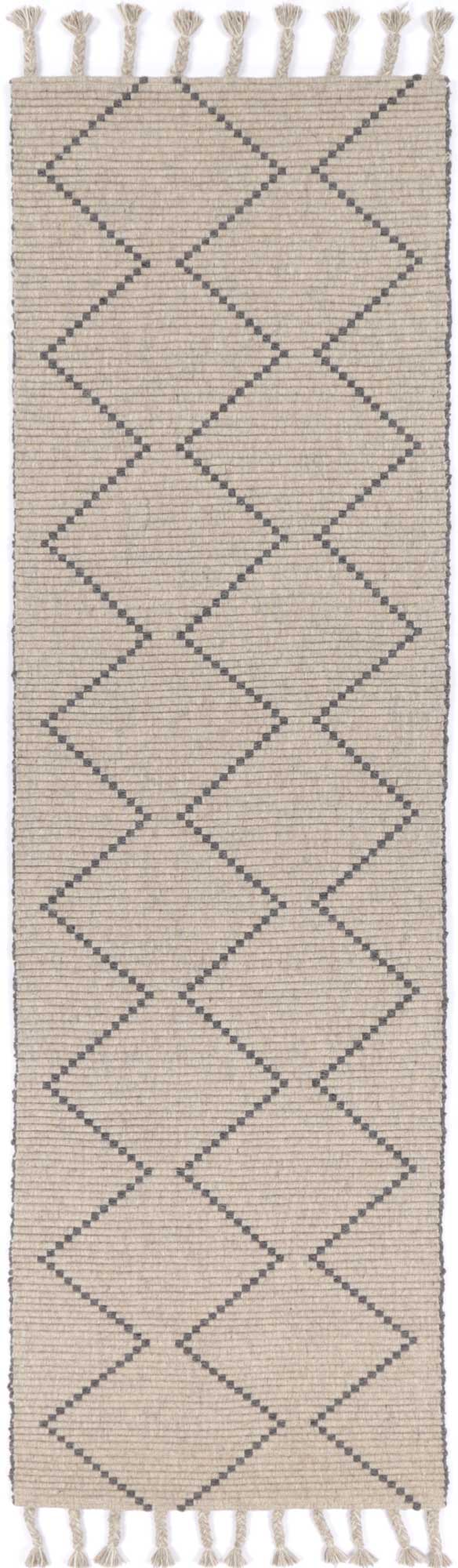 Eskandar Wool Moroccan Tasseled Taupe Rug
