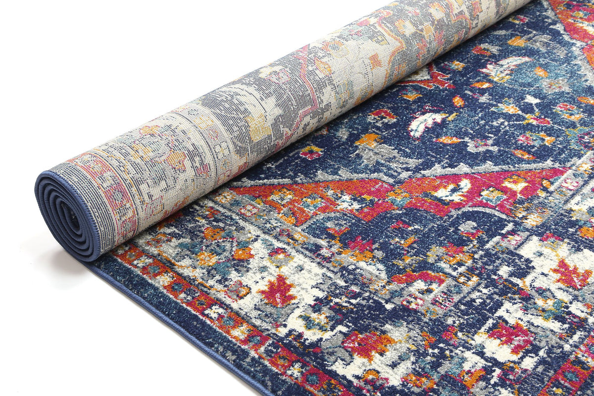 Delicate Navy Multi Oriental Rug