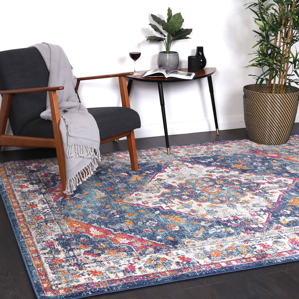 Delicate Navy Multi Oriental Rug