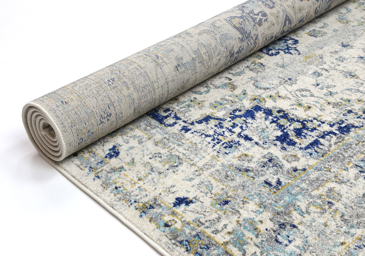 Delicate Navy Blue Traditional Rug
