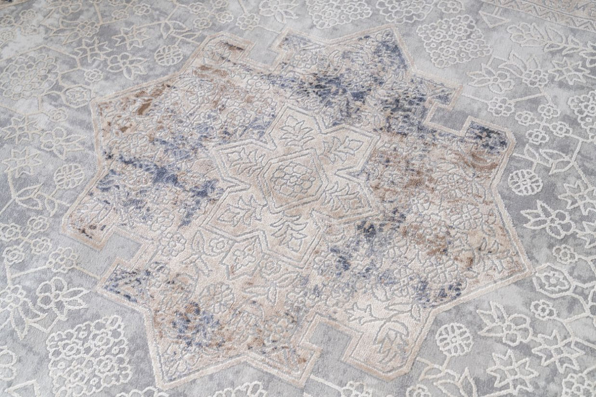 Celine Distressed Beige / Blue Rug