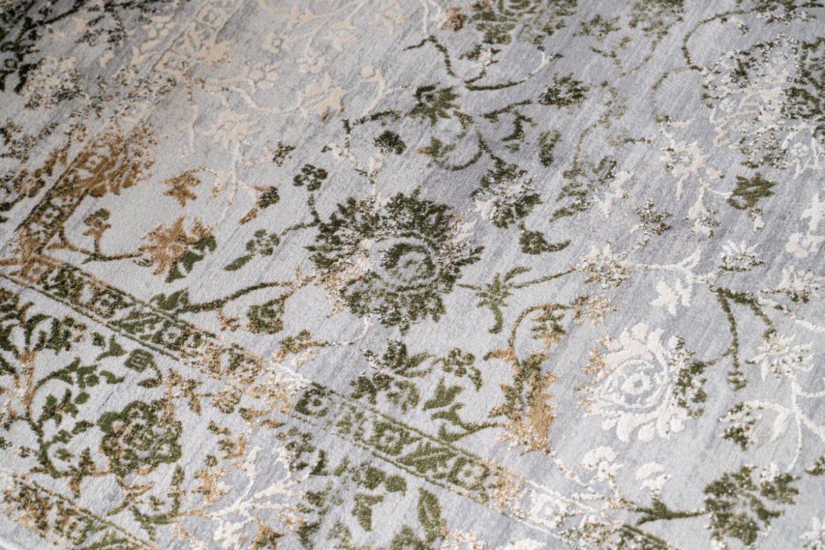 Celine Distressed Floral Green / Grey Rug