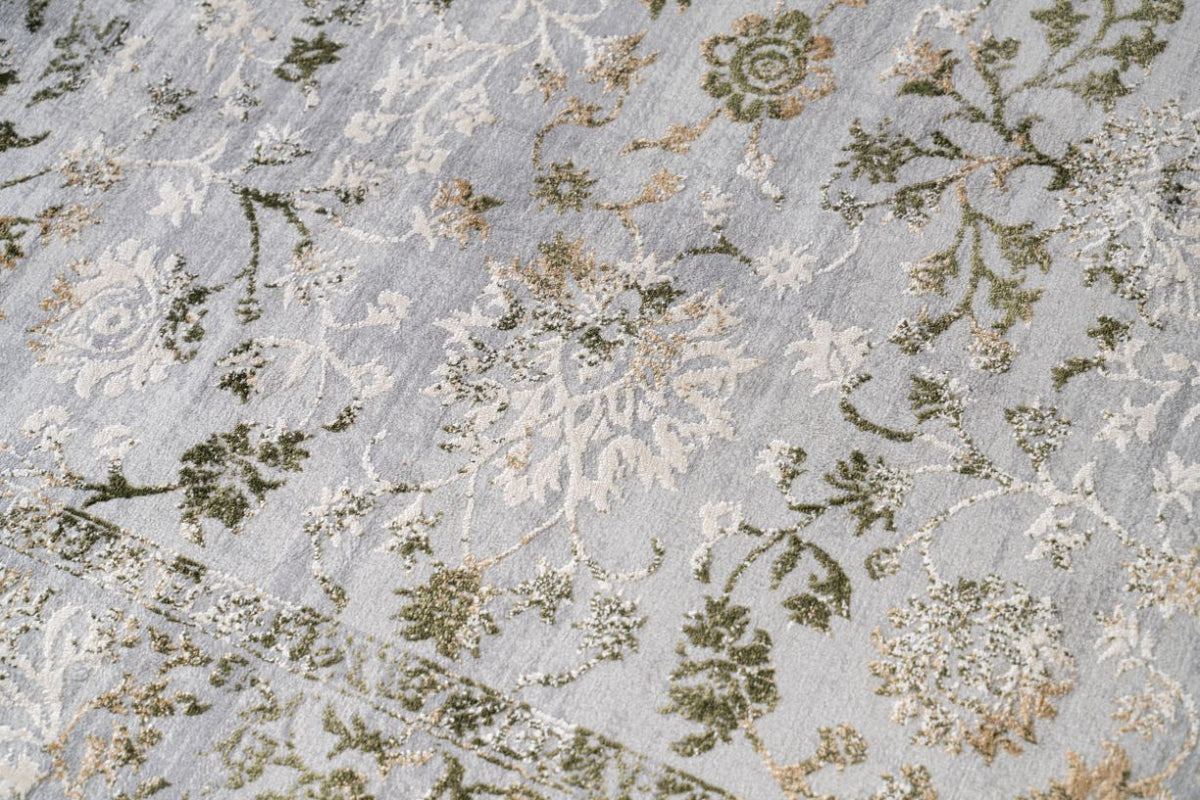 Celine Distressed Floral Green / Grey Rug