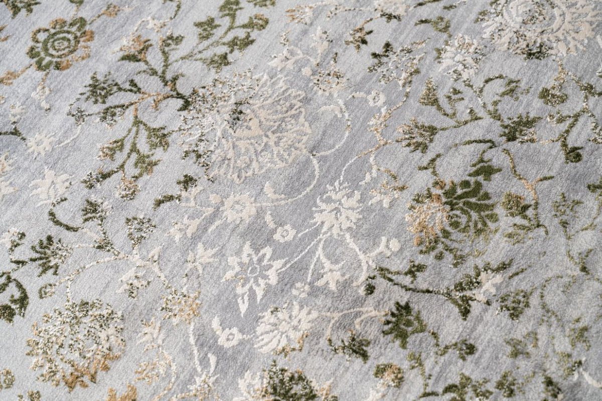 Celine Distressed Floral Green / Grey Rug