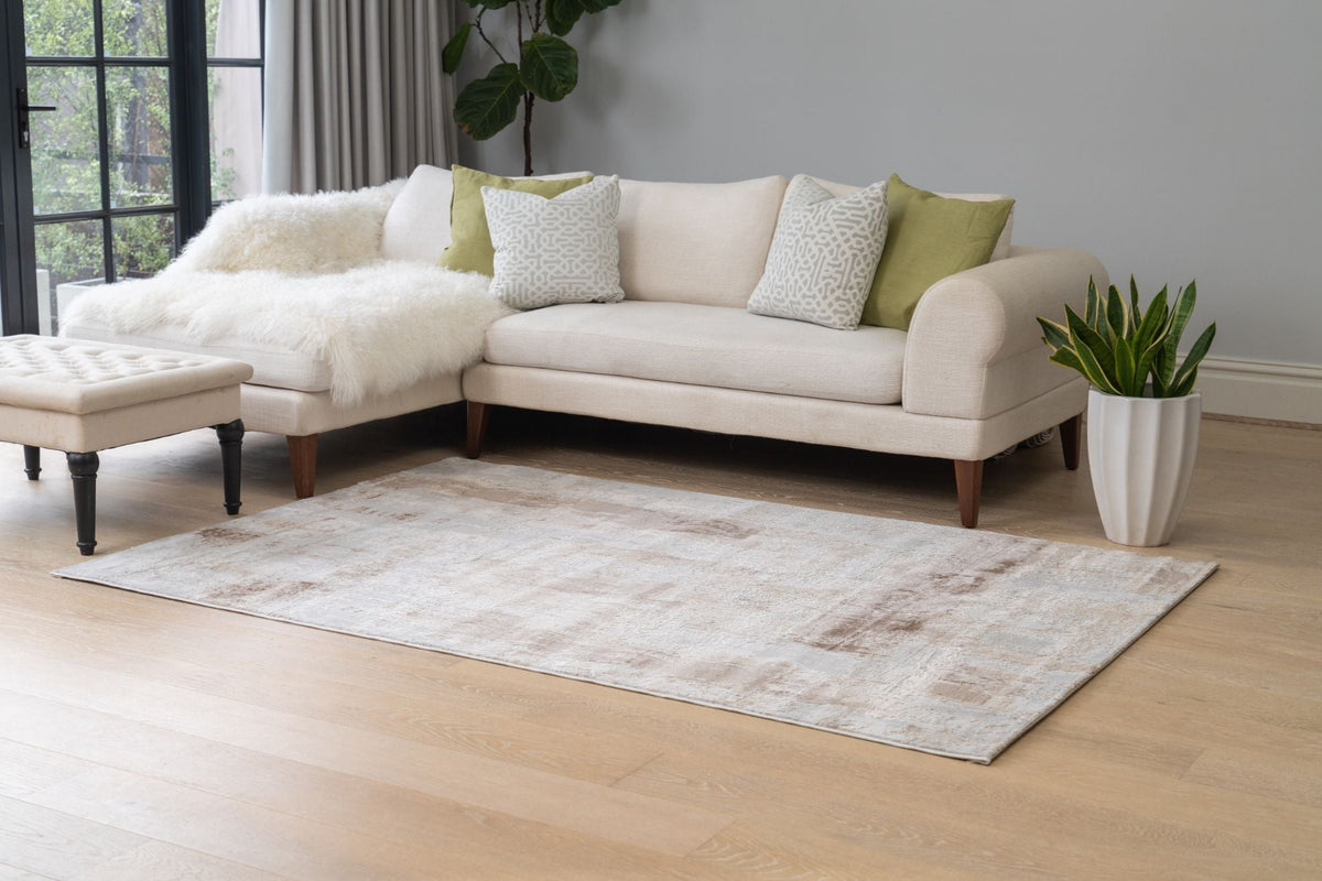 Loren Beige Grey Distressed Contemporary Rug