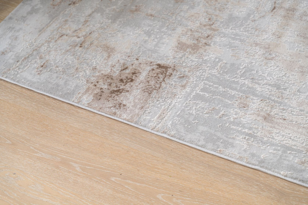 Loren Beige Grey Distressed Contemporary Rug