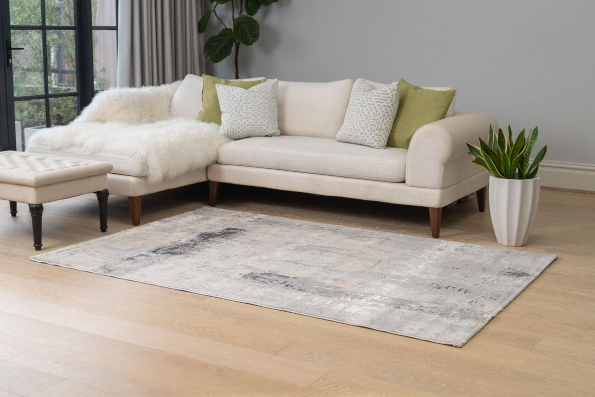 Loren Distressed Contemporary Cream Grey Rug