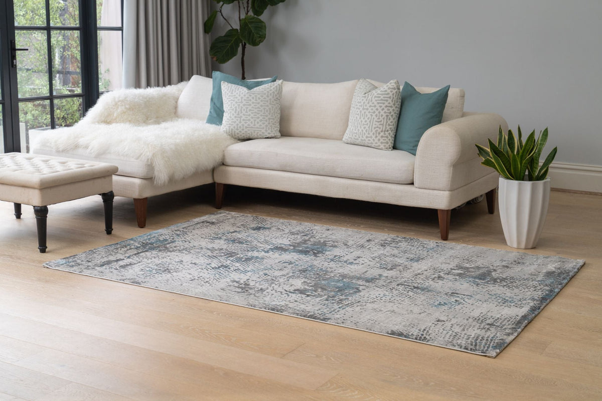 Loren Spotted MoDern Teal Blue Rug