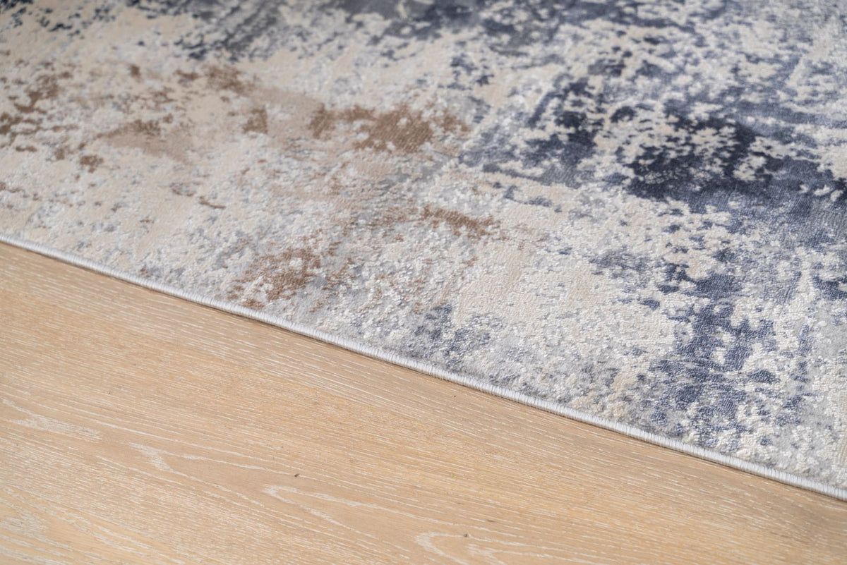 Loren Abstract Blue Cream Brown Rug