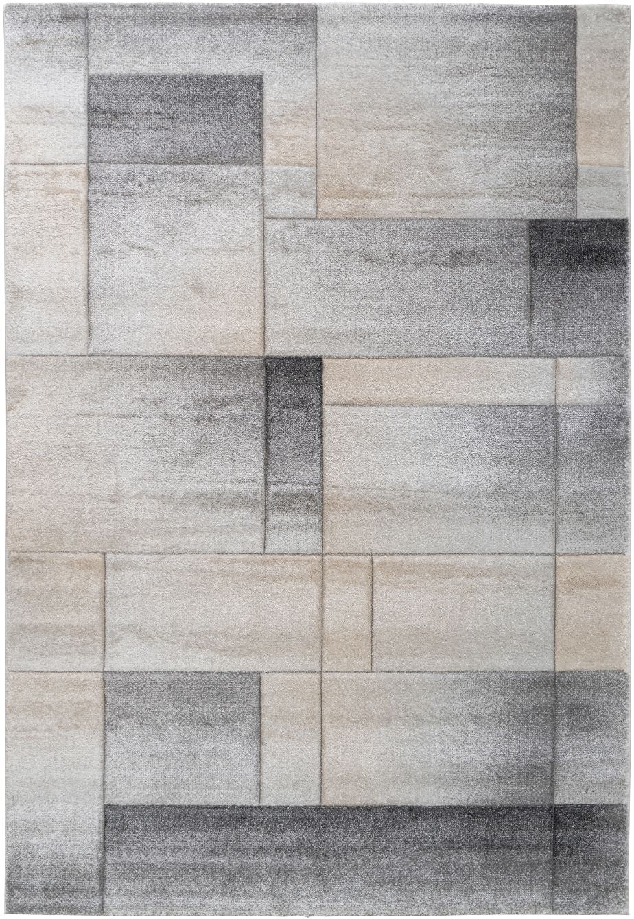 Delano Grey Tiled Pattern Modern Rug