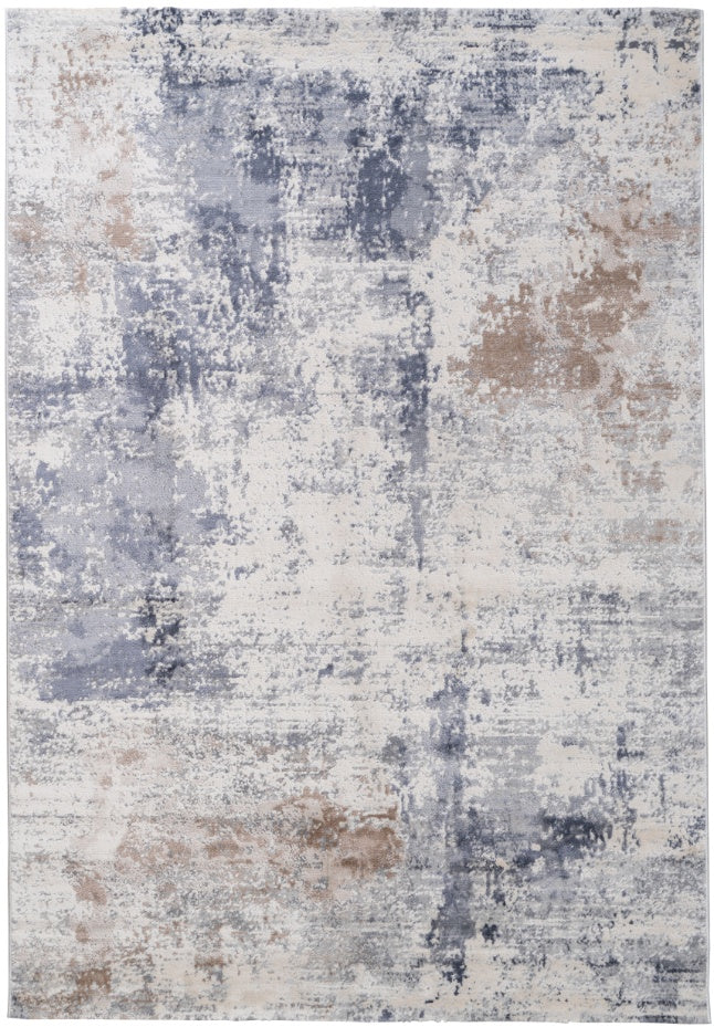 Loren Abstract Blue Cream Brown Rug