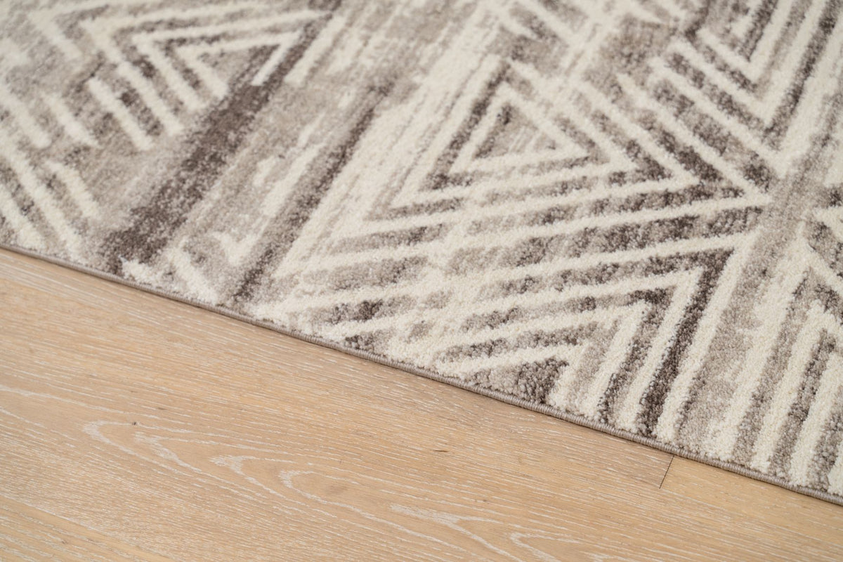 Delano Cream Taupe Triangle Modern Rug