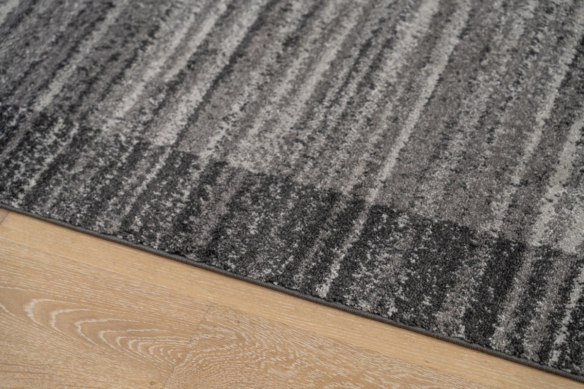 Delano Plain Patterned Dark Grey Rug