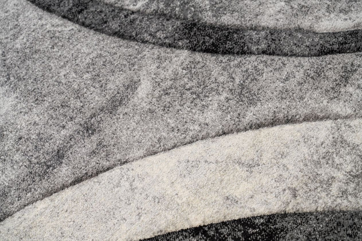 Delano Grey Black Swirl Modern Rug