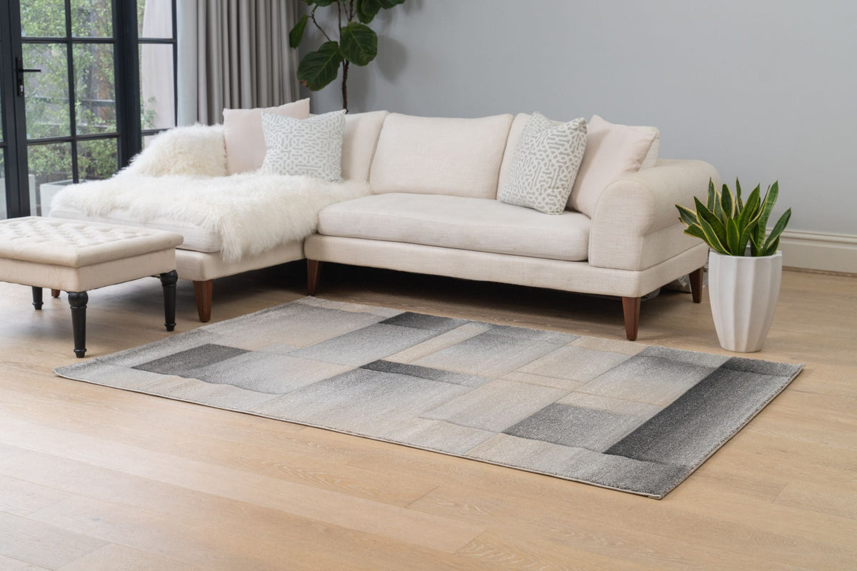 Delano Grey Tiled Pattern Modern Rug