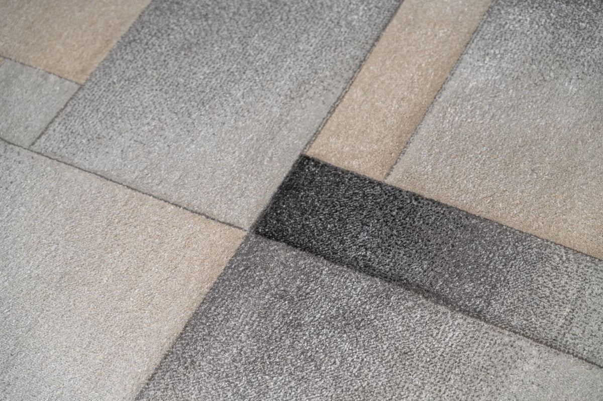 Delano Grey Tiled Pattern Modern Rug