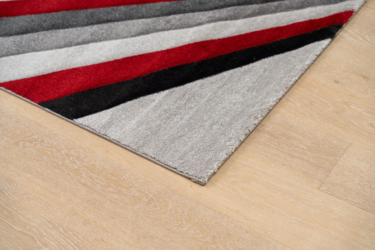 Delano Grey Red Modern Rug