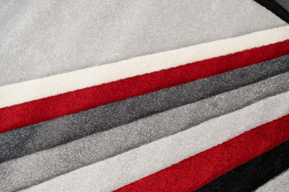 Delano Grey Red Modern Rug