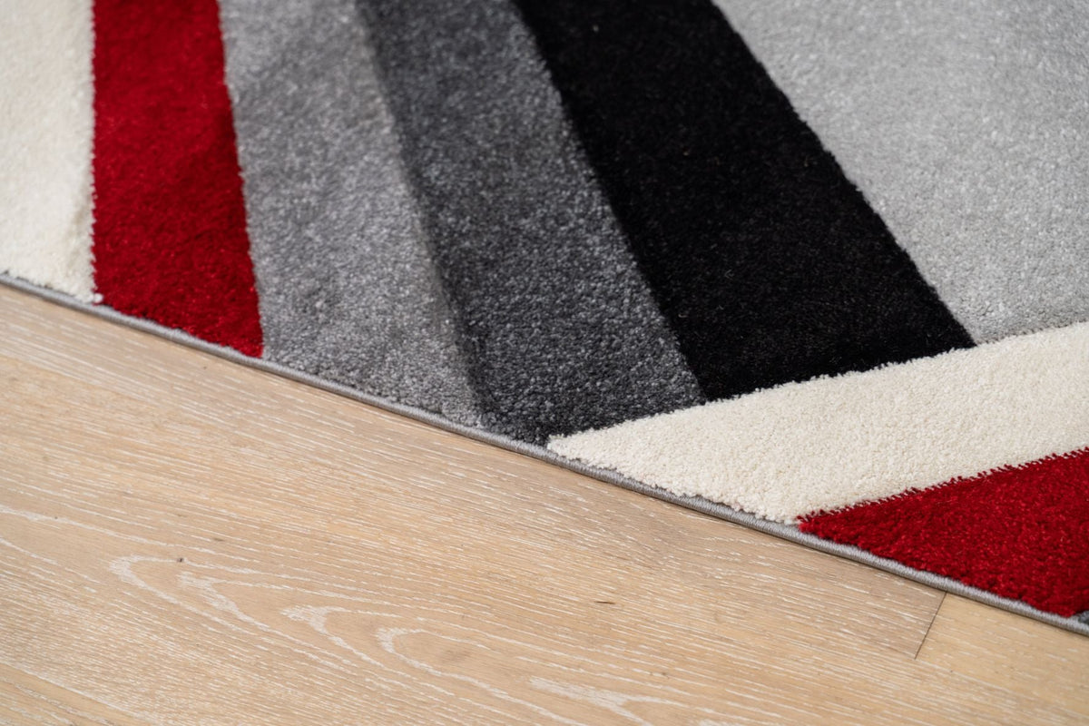 Delano Grey Red Modern Rug