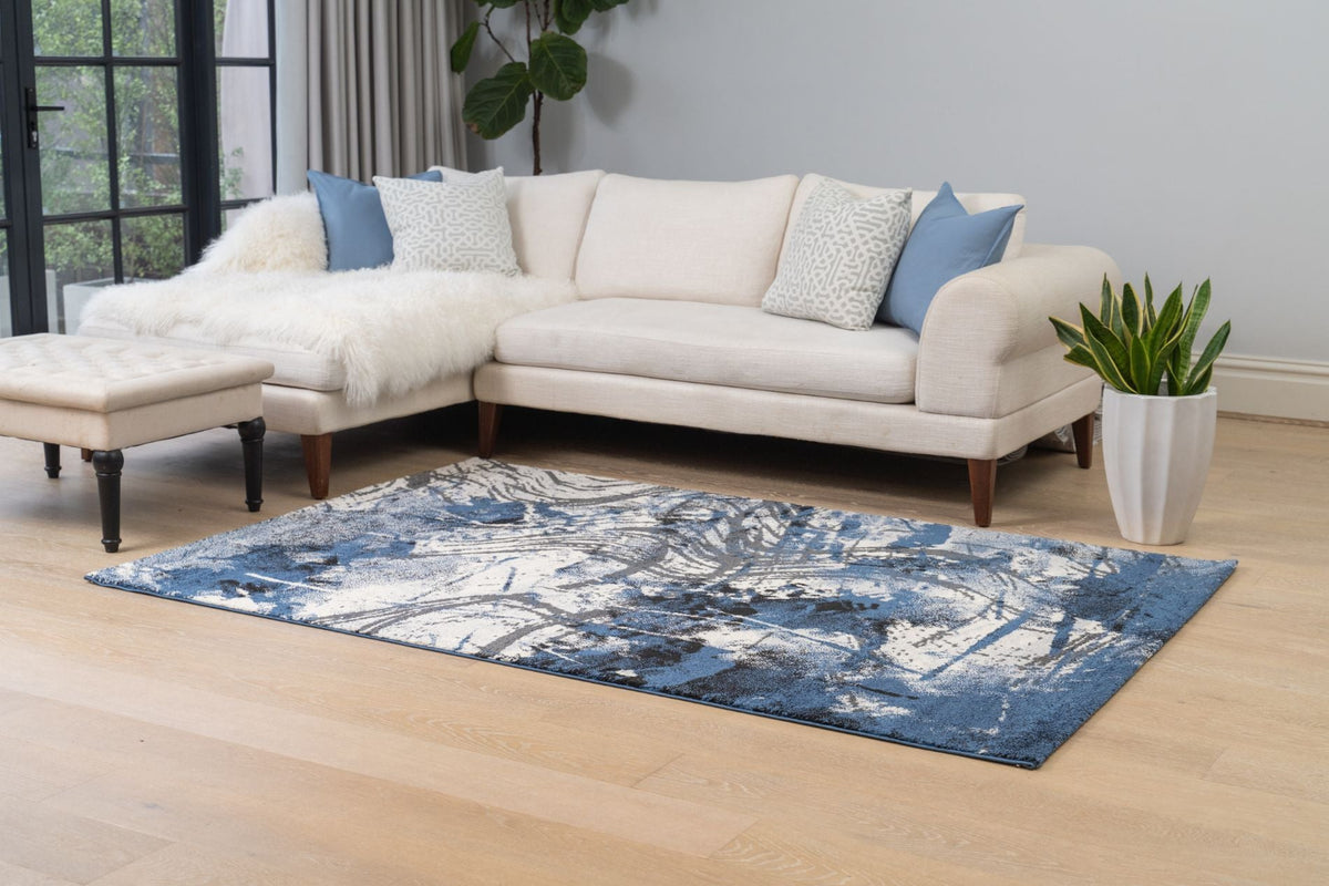 Delano Artsy Squiggle Blue Modern Rug