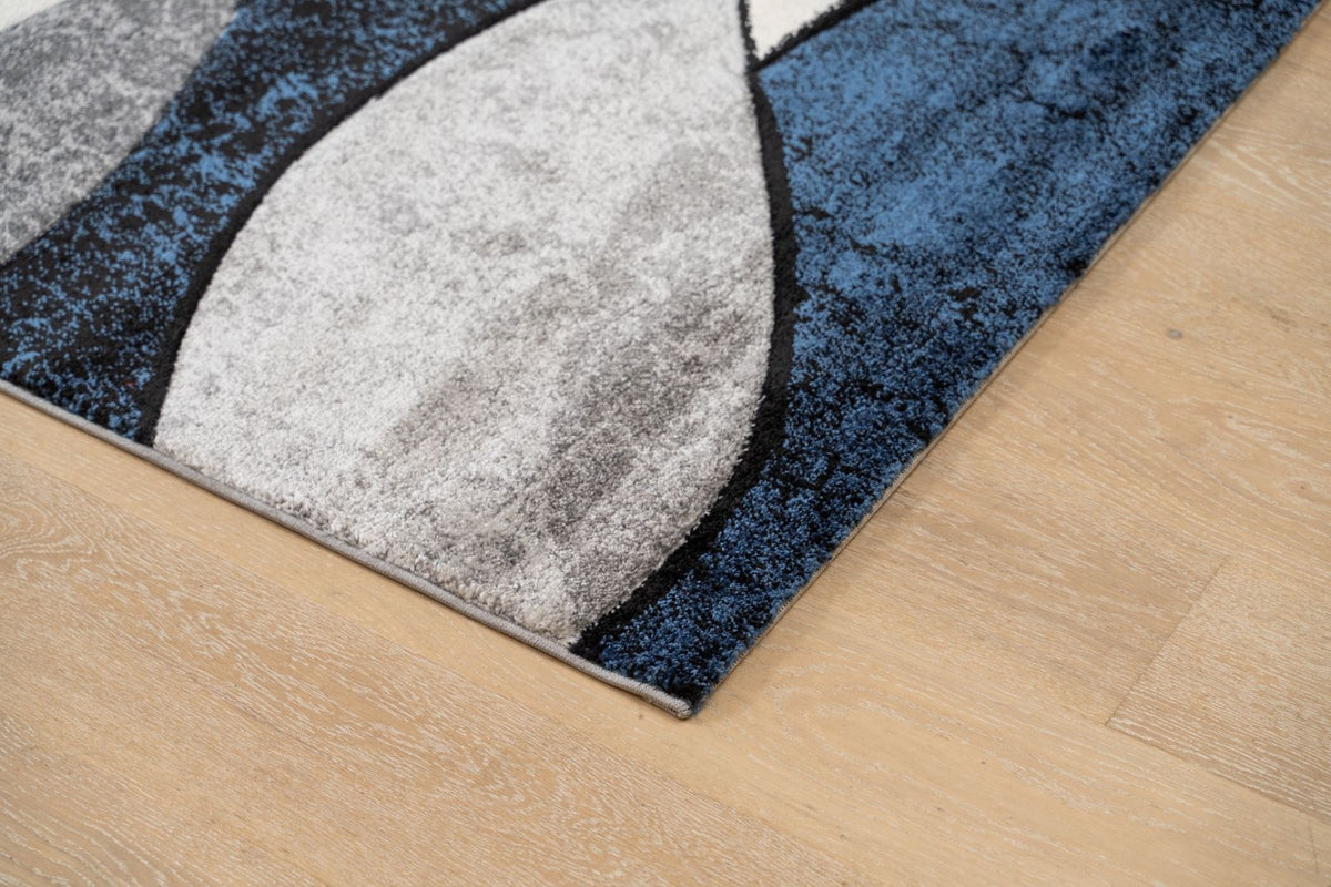 Delano Blue Waves Pattern Modern Rug