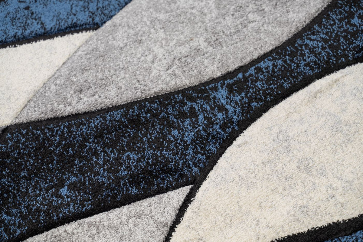 Delano Blue Waves Pattern Modern Rug