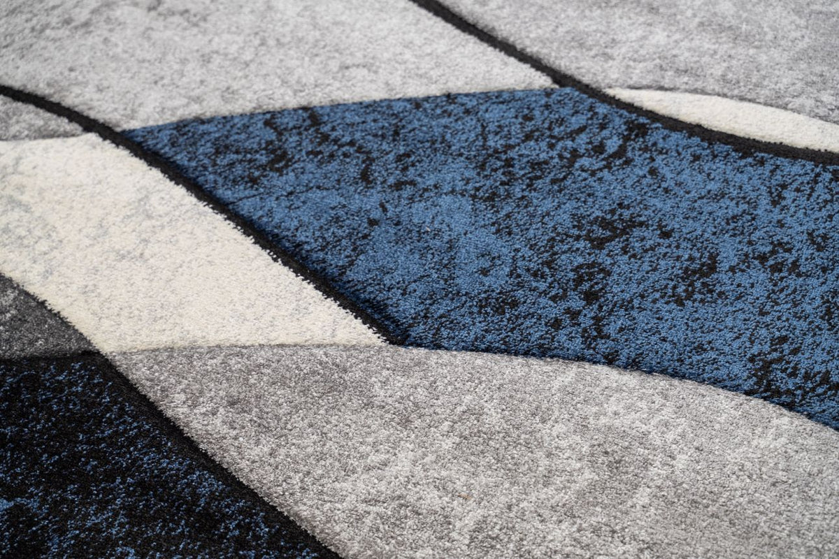 Delano Blue Waves Pattern Modern Rug