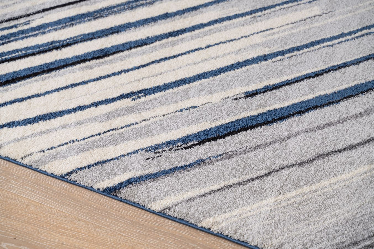 Delano Blue Grey Lines Modern Rug