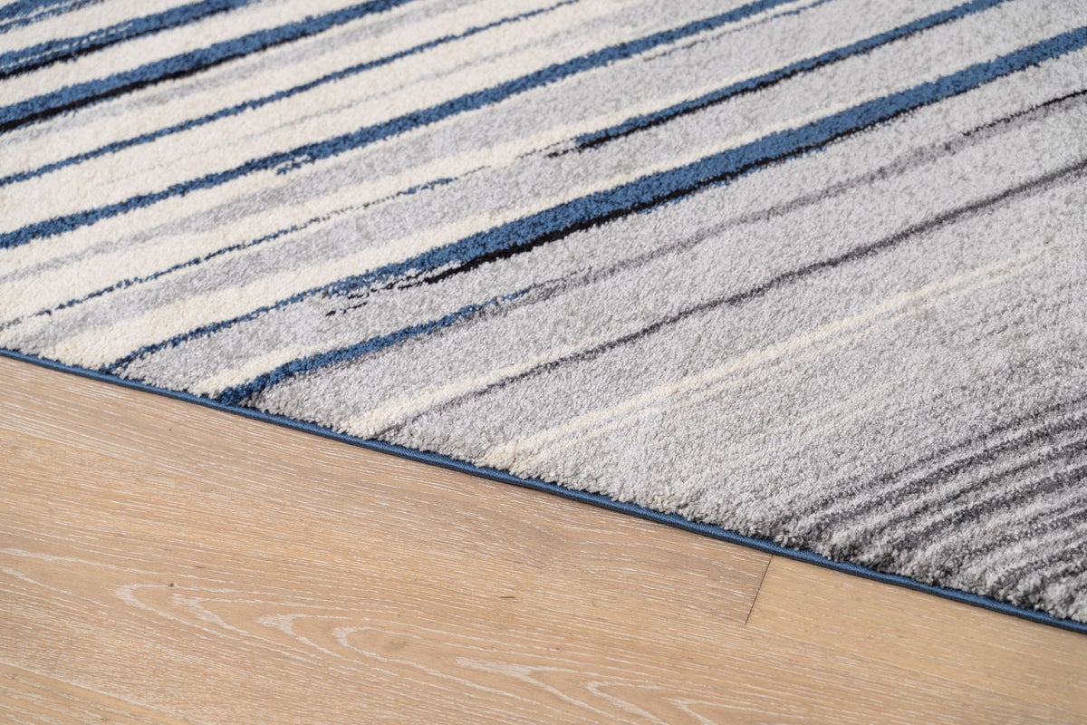 Delano Blue Grey Lines Modern Rug