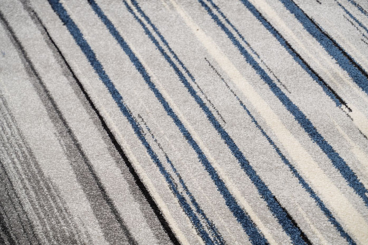 Delano Blue Grey Lines Modern Rug