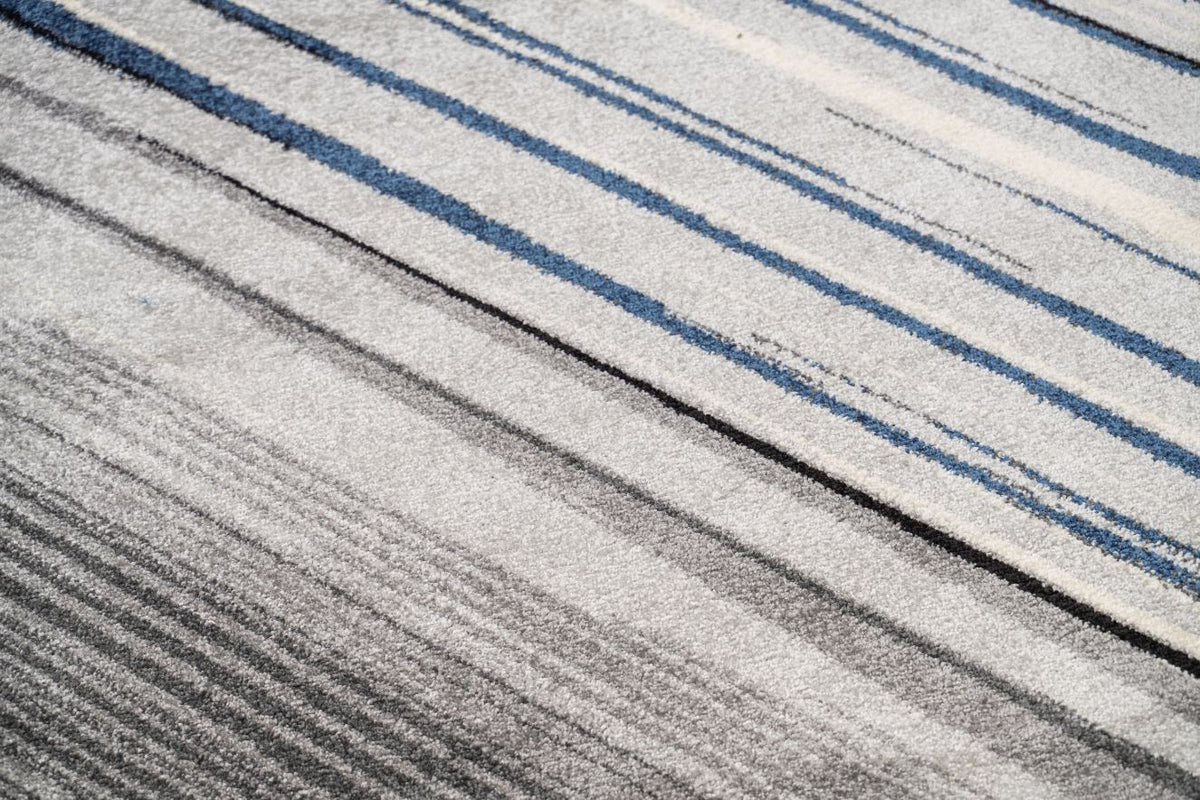 Delano Blue Grey Lines Modern Rug