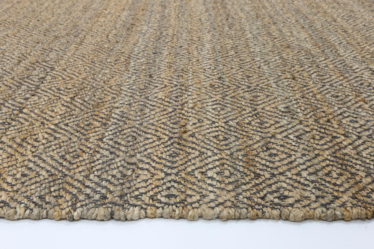 Oslo Grey Jute Diamonds Flat Weave Rug