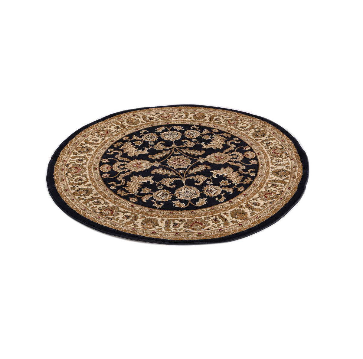 Ornate Navy Blue Traditional Bordered Ikat Rug