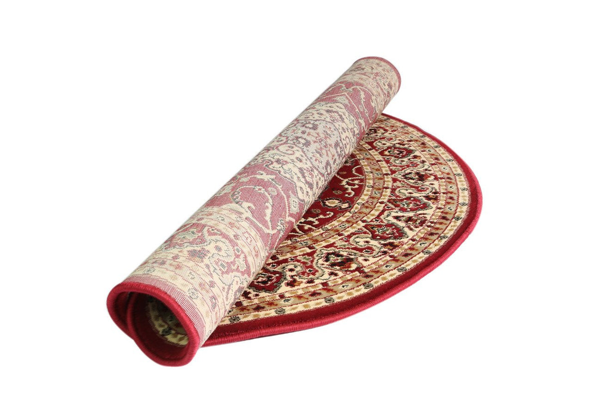 Ornate Red Bordered Traditional Flowered Rug