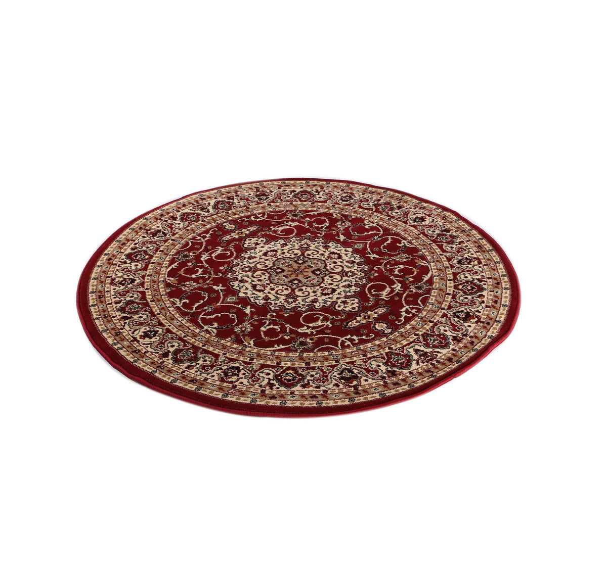 Ornate Red Bordered Traditional Flowered Rug