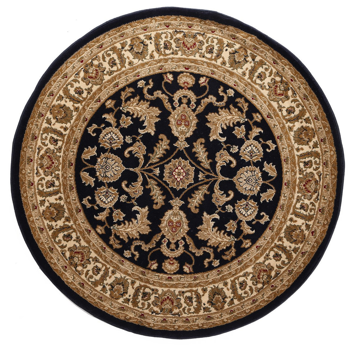 Ornate Navy Blue Traditional Bordered Ikat Rug