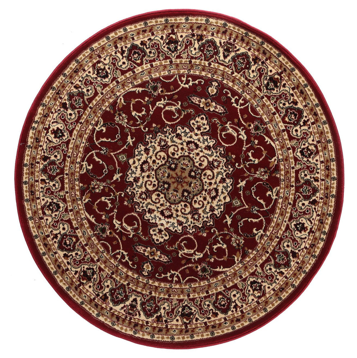 Ornate Red Bordered Traditional Flowered Rug