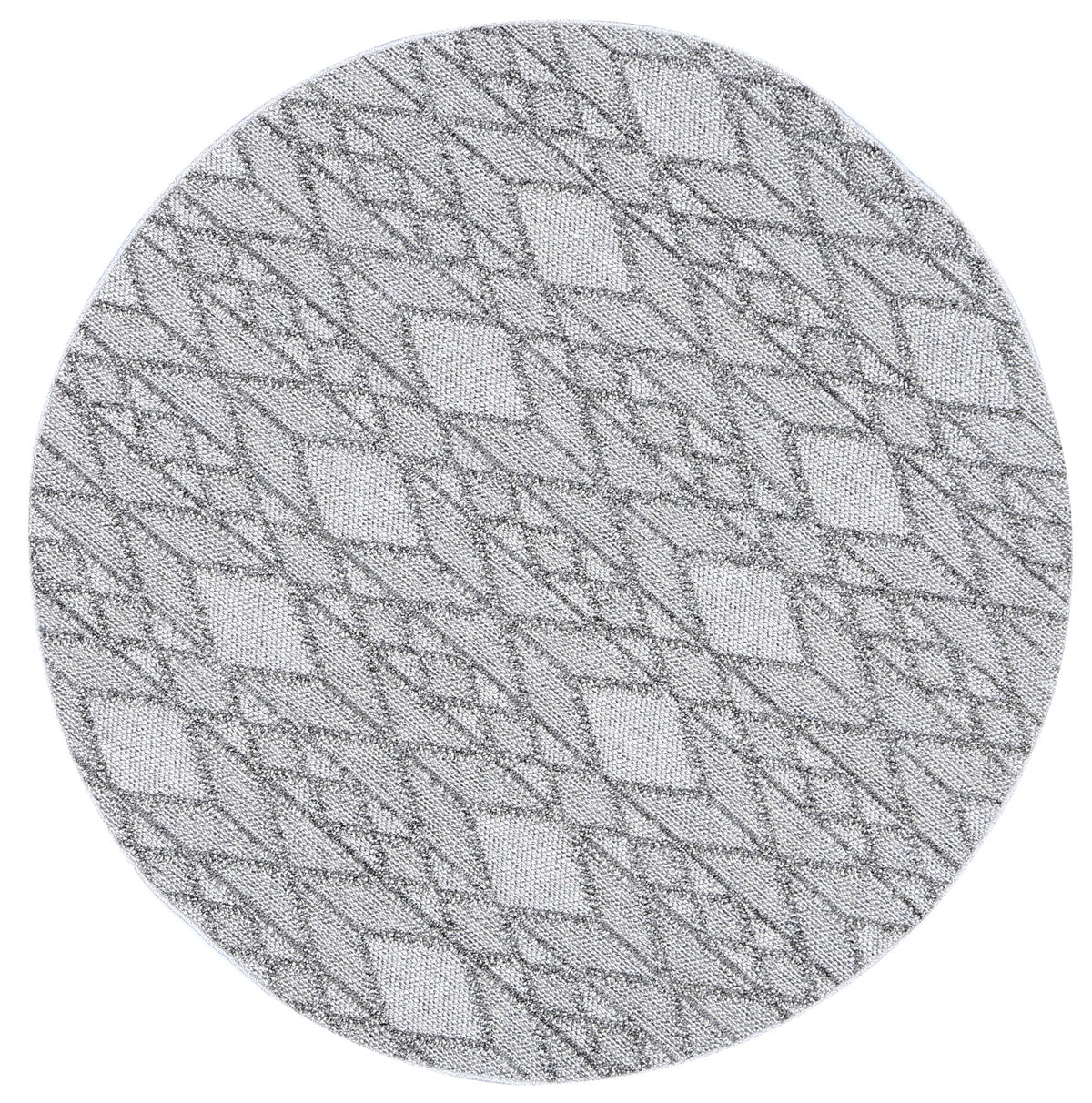 Laucala Premium Geometric Outdoor Grey Round Rug